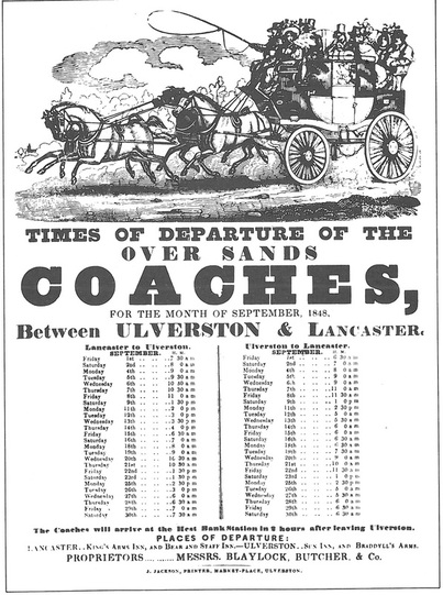 Over Sands Coaches Timetable 1848